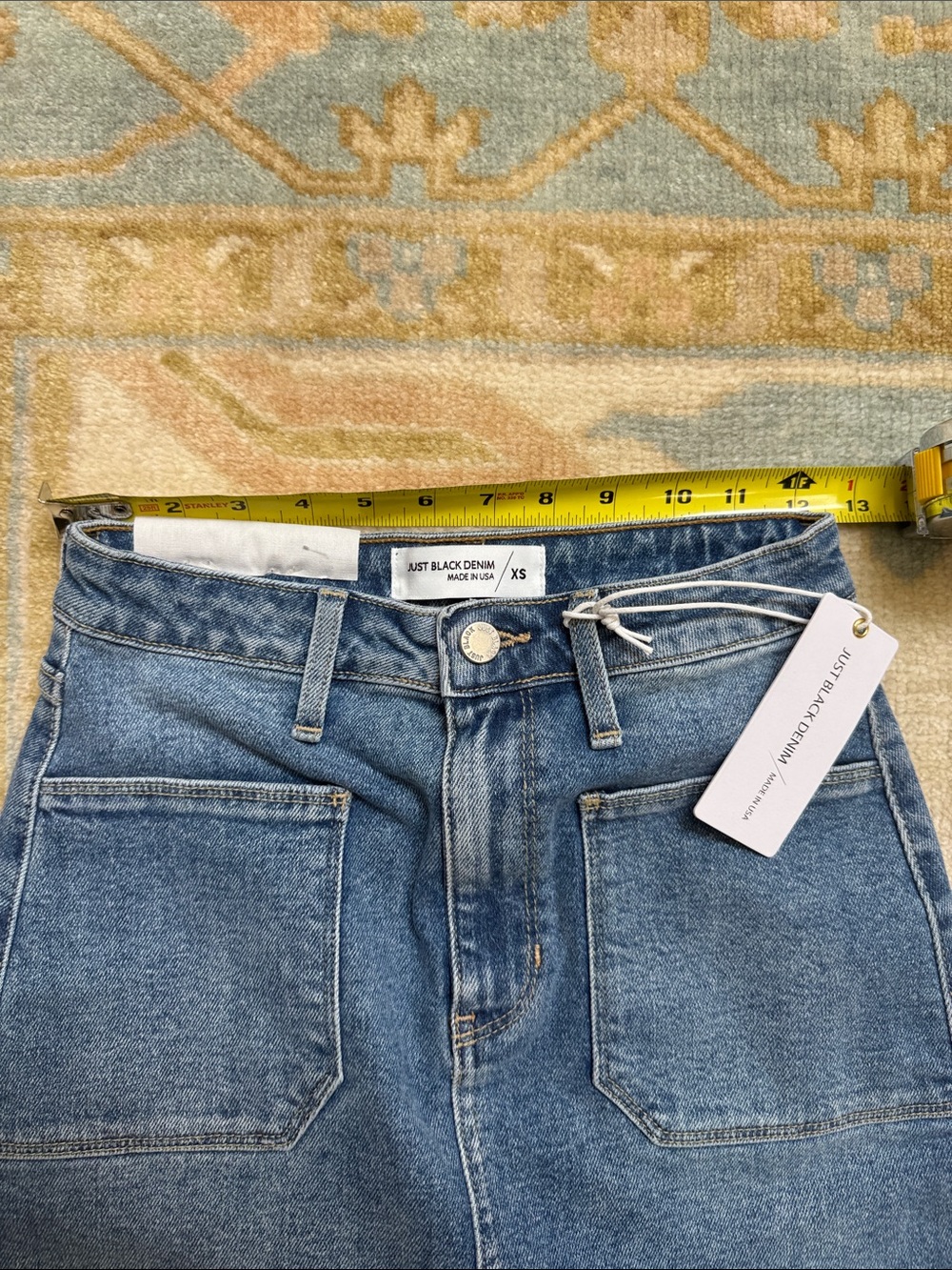 Mid Wash Denim Midi Skirt with Front Slit - Blue - Picture 6 of 11